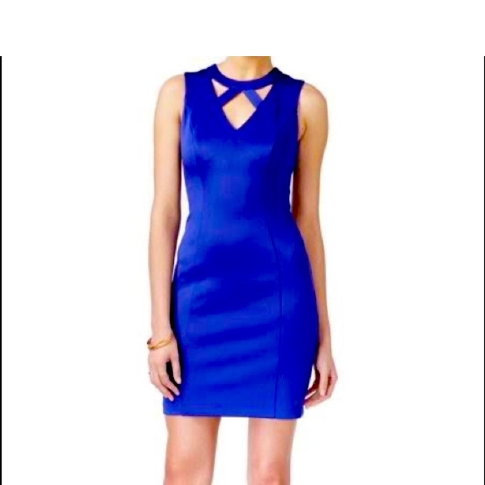 Guess NEW Royal Blue Women's Size 2 Cutout Seamed Sheath Dress retails for $96